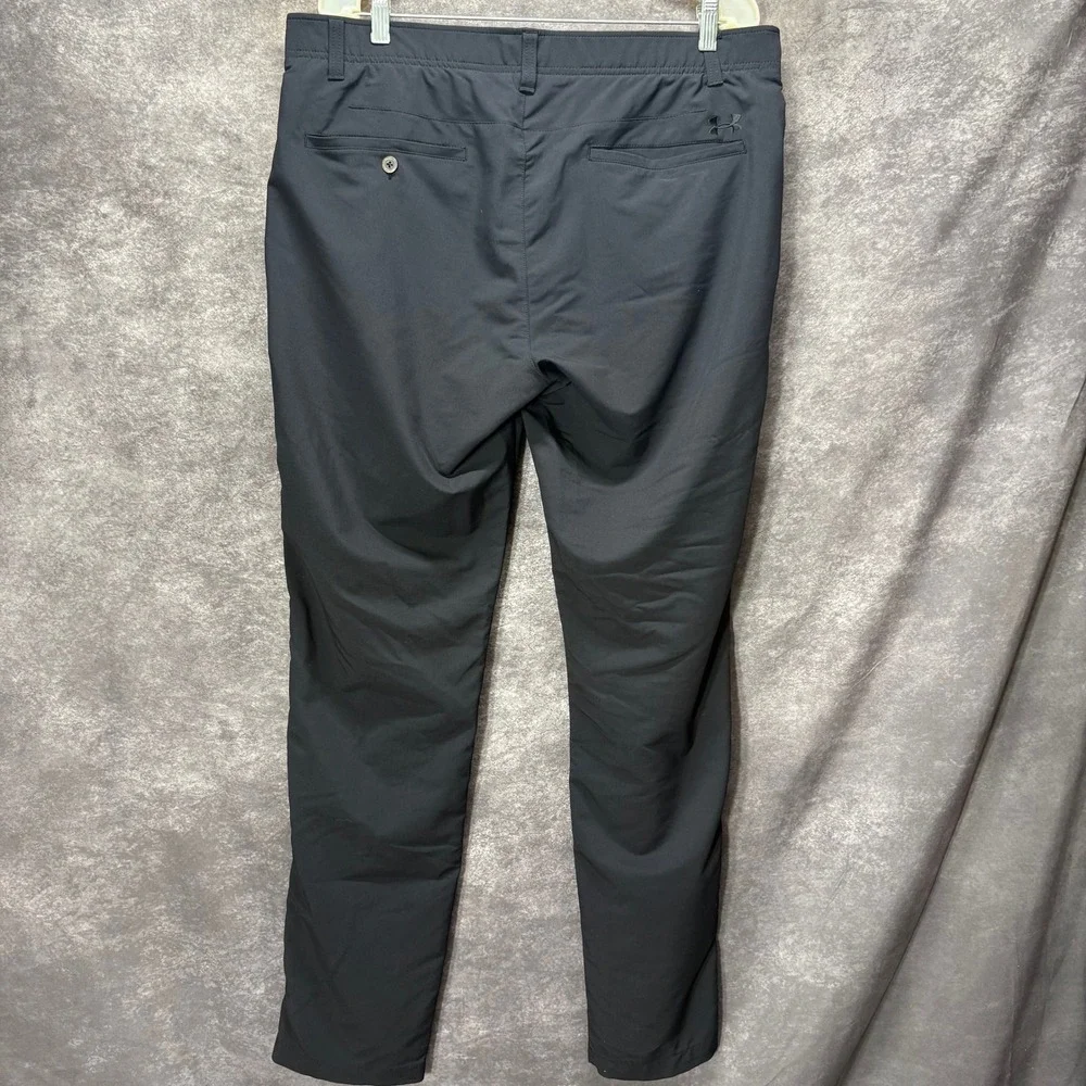 Under Armour Mens Black Performance Golf Pants Size 38x34 Tapered Leg Chino